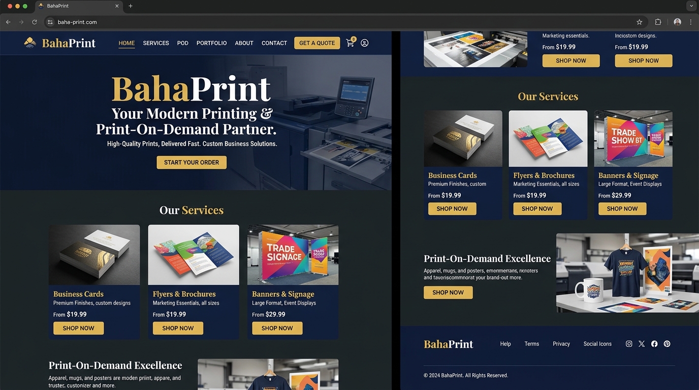 BahaPrint website screenshot